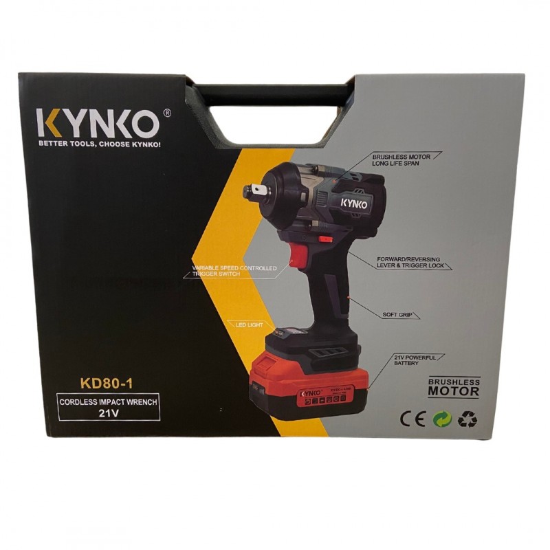 Chave de Impacto KYNKO 550 Nm | 2 Baterias 21 V 4.0 Ah Profissional