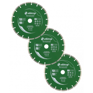 Kit 3 Discos de Corte Diamantado 230 x 7 x 25.4mm para Concreto, Tijolo, Granito e Alvenaria - Segmentado