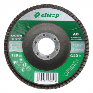 Disco de Lixa Flap 115 x 22.23mm  - 4-1/2" x  7/8"  Óxido de Alumínio A40 Elitop