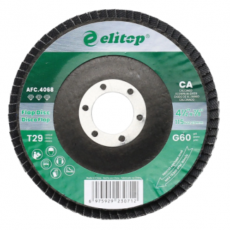 Disco de Lixa Flap 115 x 22.23mm  - 4-1/2" x  7/8" - Alumínio Calcinado CA60 Elitop