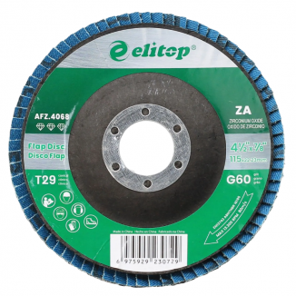Disco de Lixa Flap 115 x 22.23mm  - 4-1/2" x  7/8" - Óxido de Zircônio ZA60 Elitop