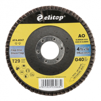 Disco de Lixa Flap 115 x 22.23mm  - 4-1/2" x  7/8" - Alumínio Calcinado CA60 Elitop