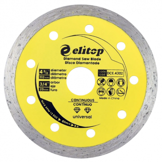 Disco de Corte Diamantado 110 x 8 x 20mm para Porcelana, Cerâmica, Mármore e Azulejo - Continuo Elitop